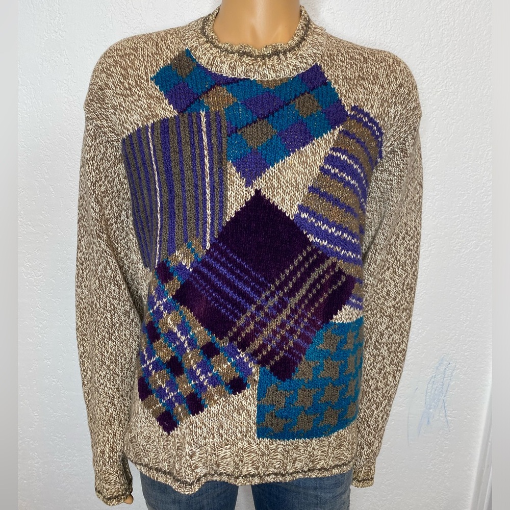 Colours By Alexander Julian Vintage 80’s 90’s Mens Sweater Size L Linen Cotton